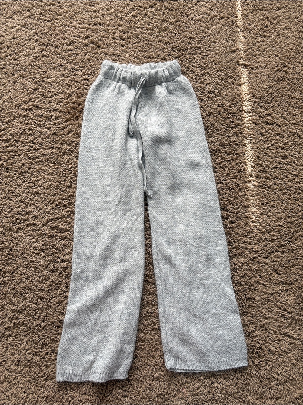 Kids Gray Knit Drawstring Pants
